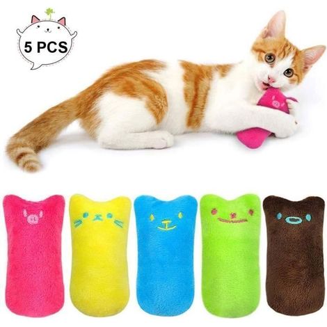 Jouet en Peluche Catnip, 5pcs Jouet Herbe à Chat Catnip, Oreiller Creative Scratch pour Chat, Coussin d'herbe à chat, à MâCher et à (1/4)