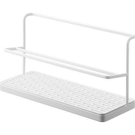 Étagère Double Égouttoir - Métal Blanc - 32 x 12 x 17 cm - Pour Bouteilles Verres Tasses - 1 Pièce (1/5)