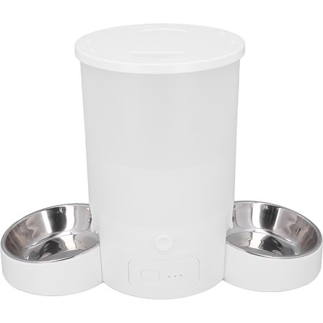 Distributeur automatique de croquettes 3L pour deux chats, avec minuterie, télécommande et fonction de rappel vocal (blanc). (1/5)