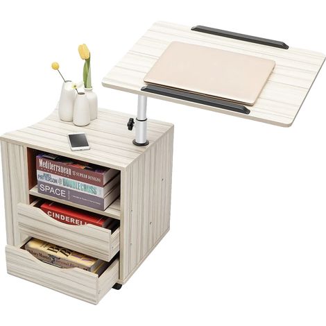 Table de chevet, hauteur réglable, mobilité facile, Érable Blanc (1/2)
