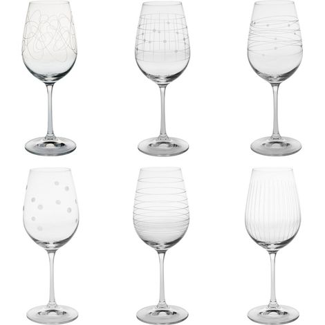 Coffret de 6 verres à pied en verre cristallin 35 cl – Gravures Graphik – Compatible lave-vaisselle – Pour usage professionnel – Table Passion (1/3)
