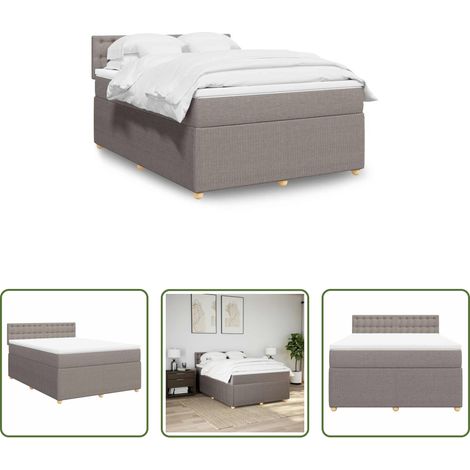 Matelas à ressorts ensachés - Sommier à lattes de lit avec matelas Taupe 140x190 cm Tissu (1/5)