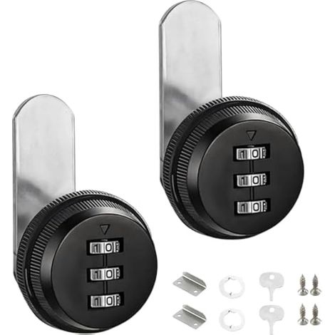 2Pcs Serrure Code Boite Aux Lettres 20mm Barillet Boite Aux Lettres Code Verrouillage, 3 Code à Chiffres Combinaison Serrure Pour La boîte Aux Lettres Du Tiroir (5-12mm) (1/4)