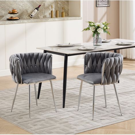Set de 2 taburetes de bar grises 66 × 44,5 × 52 cm de tela con respaldo y estructura metálica (1/5)