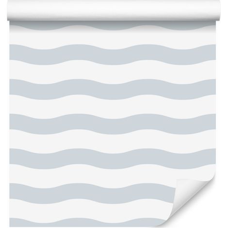 Papier peint à rayures blanches et gris clair, fond blanc, 50 x 1000 cm (1/5)