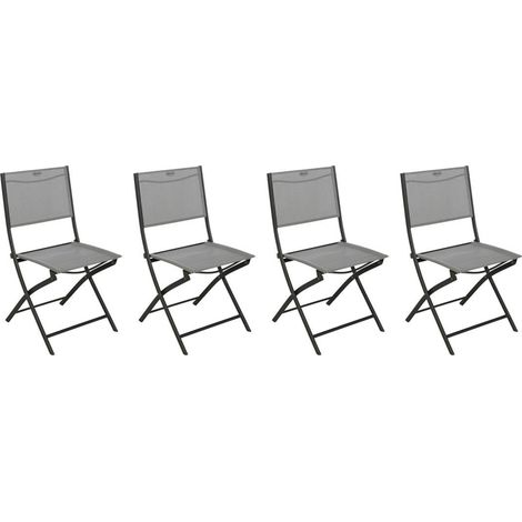 Hesperide – Lot de 4 chaises de jardin pliantes Modula – Acier traité époxy – Résistantes à la rouille – Dimensions 52x46x87 cm – Poids 3.4 kg