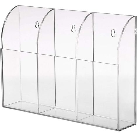 Support Télécommande - Acrylique Transparent - 3 Compartiments - 20 x 4 x 14 cm - Pour Table De Chevet Ou Mur - Lot De 1 (1/5)