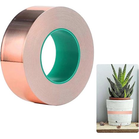 Ruban en feuille de cuivre de 20 m, ruban anti-limaces en feuille de cuivre avec adhésif conducteur, largeur 30 mm (1/4)