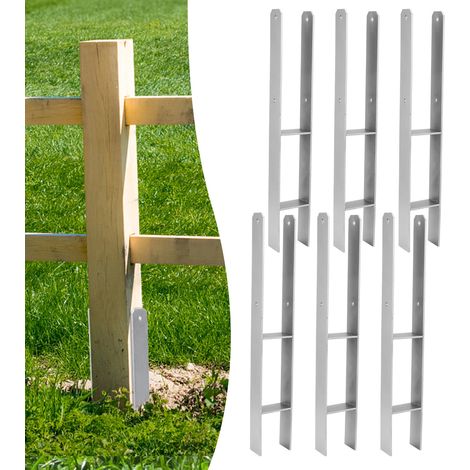 Lot de 12 piquets en H - Ancrage au sol pour poteaux - Chaussures de poteau en H pour clôture et serre - Poteaux carrés en bois (81 x 600 mm) (1/5)