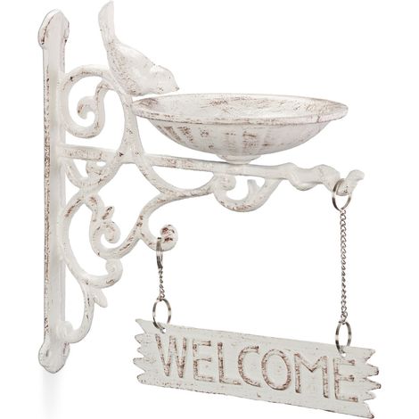 Bagno per uccelli da parete vintage decorazione giardino 25 x 22,5 x 13,5 cm atmosfera accogliente in ghisa verde 130009200