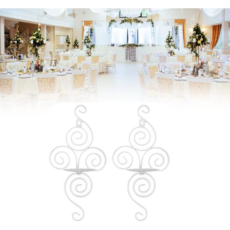 Lot de 2 chandeliers en fer forgé de style européen, chandeliers muraux originaux pour mariage, blancs. (1/5)