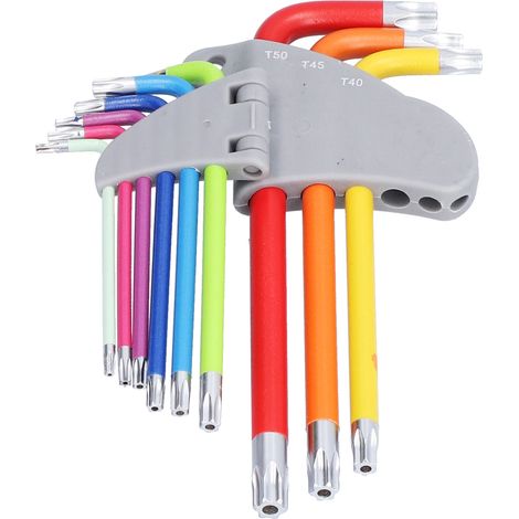 9Pcs Set Clés Hexagonales Étoiles Longues Bras Colorées Métal Outils Maintenance Réparation (1/5)