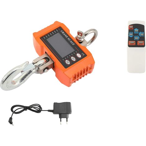 Bilancia a sospensione, portata massima 1000 kg, dimensioni 30 cm x 15 cm x 10 cm, alimentazione 2 batterie AA, display LCD retroilluminato, precisione di misurazione del peso 0,1 kg (1/5)