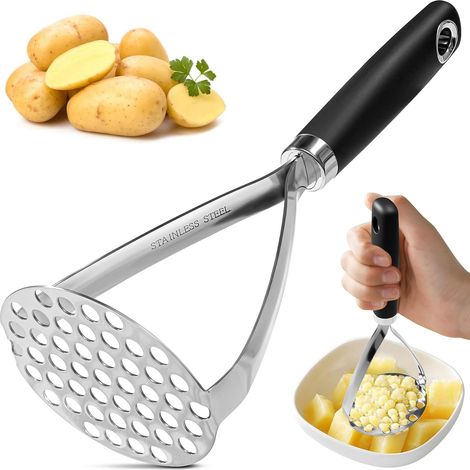 Lot de 2 presse-purée en inox avec poignée souple, compatible lave-vaisselle (1/5)