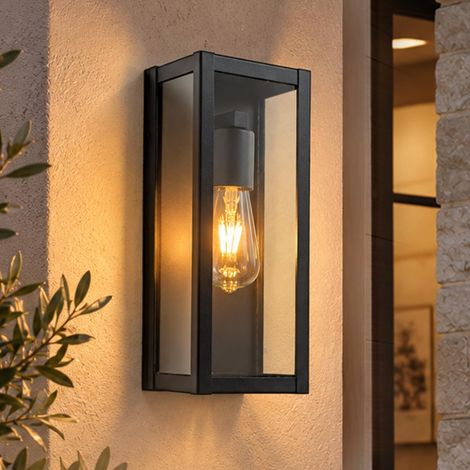 Applique Murale E27 Extérieure Lanterne, Noir Mat Luminaire Exterieur (1/5)