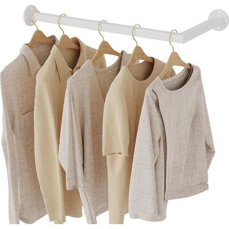 Forme de L Tringle à Vêtement Mural,1 Pack Porte Manteaux,Blanc (1/5)