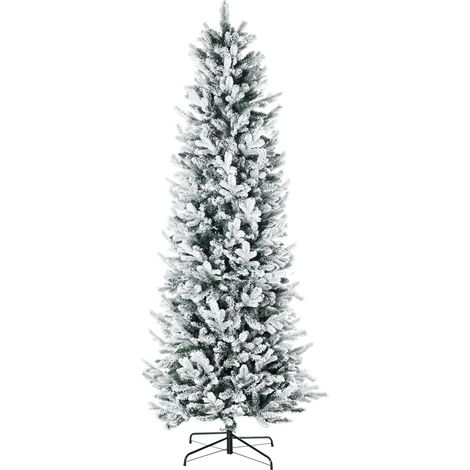 Albero di Natale Artificiale Innevato 225 cm 988 Rami Apertura Automatica Verde (1/5)