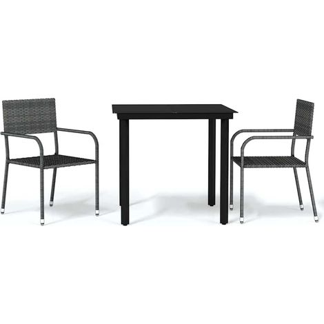 Set Mobili da Pranzo per Giardino 3 pz  Salotto da Giardino Grigio (1/5)