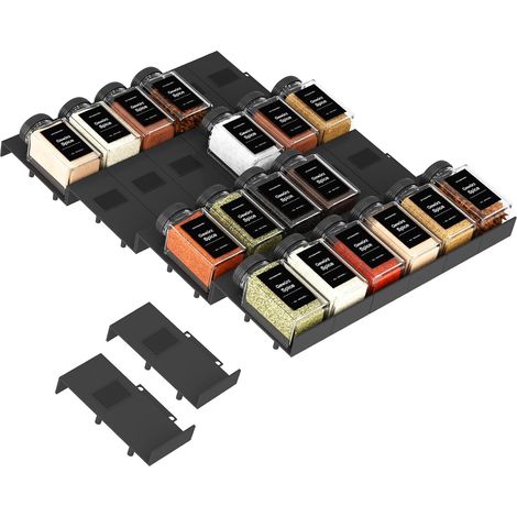 Rangement Épices Tiroir, 24 Pièces 12 5 2,5 cm Organisateur pour Tiroirs de Cuisine, Colocalisable pour Pots d'Épices (1/5)
