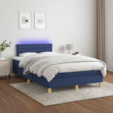 vidaXL Cama box spring con colchón y LED tela azul 120x200 cm (1/5)