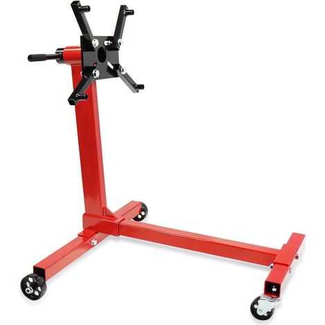 Support moteur rotatif Capacité 750 livres (340 kg) avec tête rotative à 360° Support moteur réglable avec bras et roulettes Chariot de déplacement pour véhicules et camions (1/5)