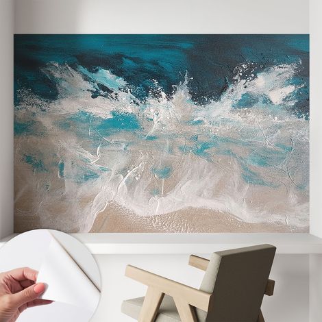 Papier peint adhésif autocollant pour salon chambre à coucher tendance et originale Vagues océaniques 104x70 cm (1/5)