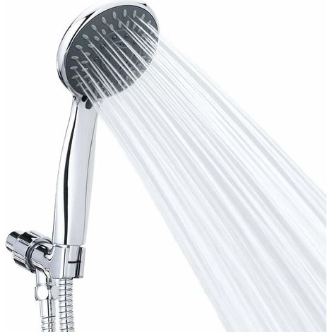 Spa massage jet hand shower Removable chrome face handheld shower head with long hose and adjustable holder (1/5)