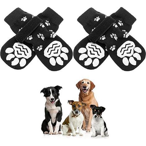 Wasserdichte Hundeschuhe und -socken, für drinnen und draußen - schwarz - Größe M (4er-Pack) (1/5)