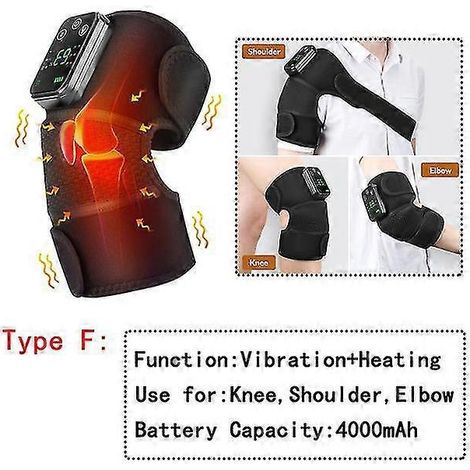 Elektrisches Wärmemassagegerät mit Vibrationsfunktion für Knie und Ellbogen – Kniepolster zur Linderung von Arthritisschmerzen – Typ F – Schwarz (1/5)