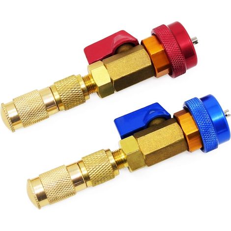 Lot de 2 outils de réparation de climatisation en métal, bleu et rouge, 12 cm, outils d'entretien pour clim auto (1/5)
