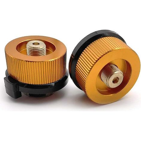 Automatischer Gasflaschenadapter mit Abschaltautomatik für Campingkocher (orange), 4,2 x 2,8 cm, Aluminiumlegierung (1/5)