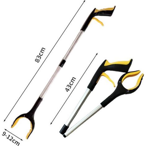 Pinza da giardino pieghevole, 83 cm - adatta per uso interno ed esterno, per raccogliere oggetti e rifiuti, pratica per anziani e persone con problemi alla schiena, gialla (1/5)