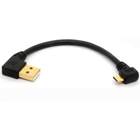90-Grad-USB-2.0-A-Stecker auf Micro-USB-B-Kabel, 15 cm langes Lade- und Datenverlängerungskabel mit linkem Winkel (1/5)