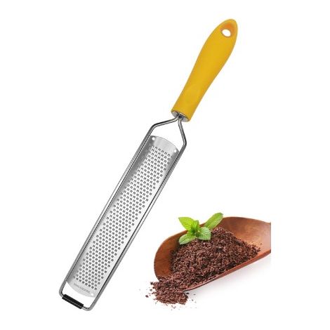 Râpe manuelle pour agrumes et fromage - Parmesan, citron, gingembre, ail, noix de muscade, chocolat - lame en acier inoxydable, lave-vaisselle, jaune