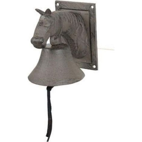 Testa di cavallo con campana in metallo opaco e antiruggine