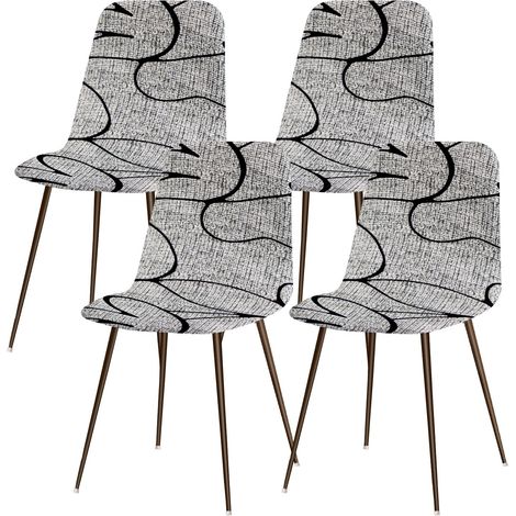 Housse de Chaise Scandinave Extensible Lot de 4 Moderne Housse de Chaise de Salle à Manger Lavable Universel Couverture de Chaise de Cuisine Décor de Cuisine Maison,Fleur Grise (1/5)