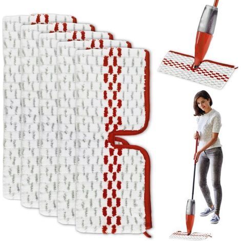 5-teiliges Nachfüllset für Vileda Sprühmopp-Mikrofasern, 2-in-1 wiederverwendbar für Vileda 1-2 Max Sprühmopp-Nachfüllungen, geeignet für alle Bodenarten - Crezuo
