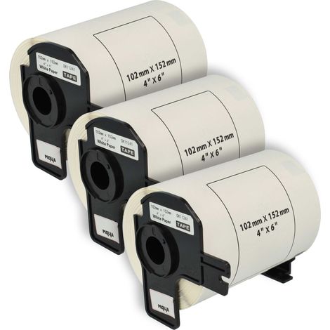 vhbw 3x Label Roll with Holder 102mm x 152mm (200 Label) compatible with Brother PT QL1050N Label Maker - Standard White (1/5)