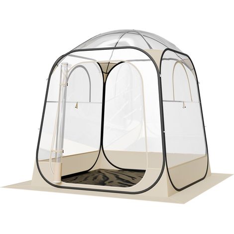 Pop-up-Sportzelt, 1,6 x 1,6 m, transparente Kuppel für 2–4 Personen, wasserdicht mit Bodenplane und Dach, ideal für Garten, Veranstaltungen und Angeln. (1/5)