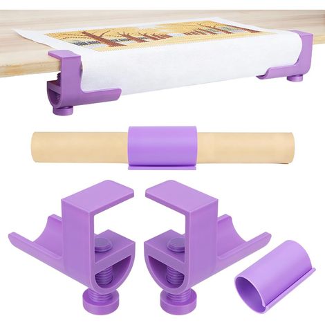 2 Sets de Porte-Rouleau pour Peinture Diamant Pince de Table Ajustable pour Toile Organisateur Gain de Place Prise Antidérapante Violet (1/5)