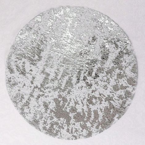 Nappes jetables en argent, lot de 24, maille foil, ronde de 13 pouces, nappes pressées pour table. Lot de 24 sets de doilies argentés pour table à manger, mariage, anniversaire, fête (1/4)