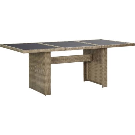 Garden Dining Table Brown 200x100x74 cm Glass and Poly Rattan vidaXL (1/5)