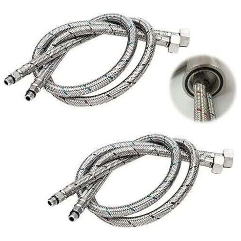 Tuyau de raccordement flexible G 3/8 DN6 80 cm – Acier inoxydable 304 et laiton massif – Résistant à la corrosion – Pour robinet d'eau (1/5)