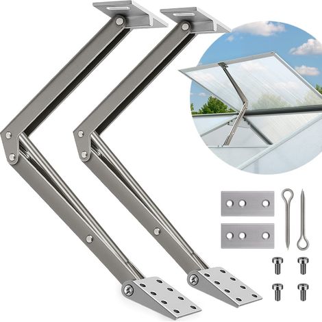 2x Ouvreur de fenêtre automatique abris - serres de jardin - 7,5kg force de levage Hauteur d'ouverture max. 45cm Lève-vitre Angle d'ouverture réglable Ventilatio abri serre (1/10)