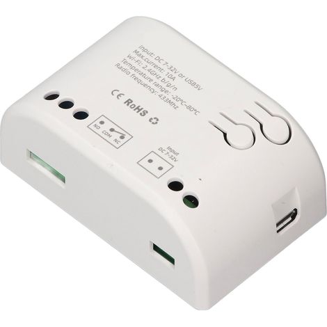 Interrupteur relais WiFi 2200W compatible Bluetooth télécommande via application, module intelligent pour lampe ventilateur porte de garage 7-32V (1/5)