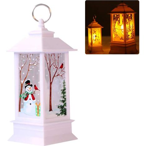 Lanterne De Noël À Led - Motif Père Noël Ou Bonhomme De Neige - Décoration Suspendue Pour Intérieur Et Extérieur - Fonctionne Sur Pile Bouton - Lot De 1