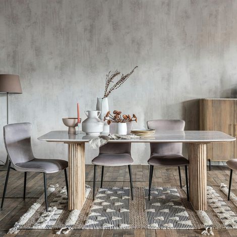 Table marbre et bois 200 cm MASSA (1/5)