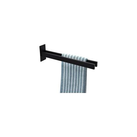 Schwarzer Handtuchhalter, Handtuchhalter ohne Bohren, selbstklebender Handtuchhalter, zweiarmiger Handtuchhalter, moderner, mattschwarzer Handtuchhalter zur Wandmontage fürs Badezimmer (1/5)