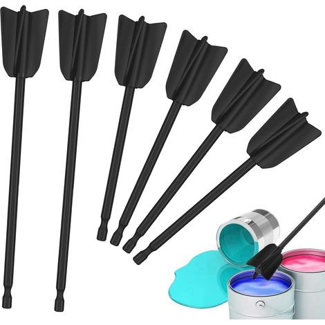 Set di 6 palette in plastica riutilizzabili per miscelare vernici, adatte a punte da trapano da 1/4 di pollice, ideali per miscelare resina epossidica, olio, smalto ceramico e lattice. (1/5)