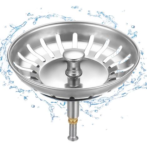 80 mm Bouchon Evier Cuisine - Filtre Evier Cuisine en Acier Inoxydable Réglable en Hauteur - Panier pour Bonde Evier Cuisine avec Fonctionnement Excentrique et Pop-up pour éviers de Cuisine (1/5)